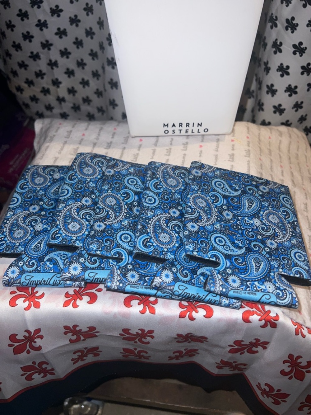 Can coolers Blue Paisley Pocket Squares (Set)